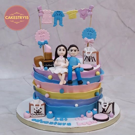 Eggless welcome baby kids birthday cake and theme cake Noida in chocolate flavour designed for baby shower celebrations.