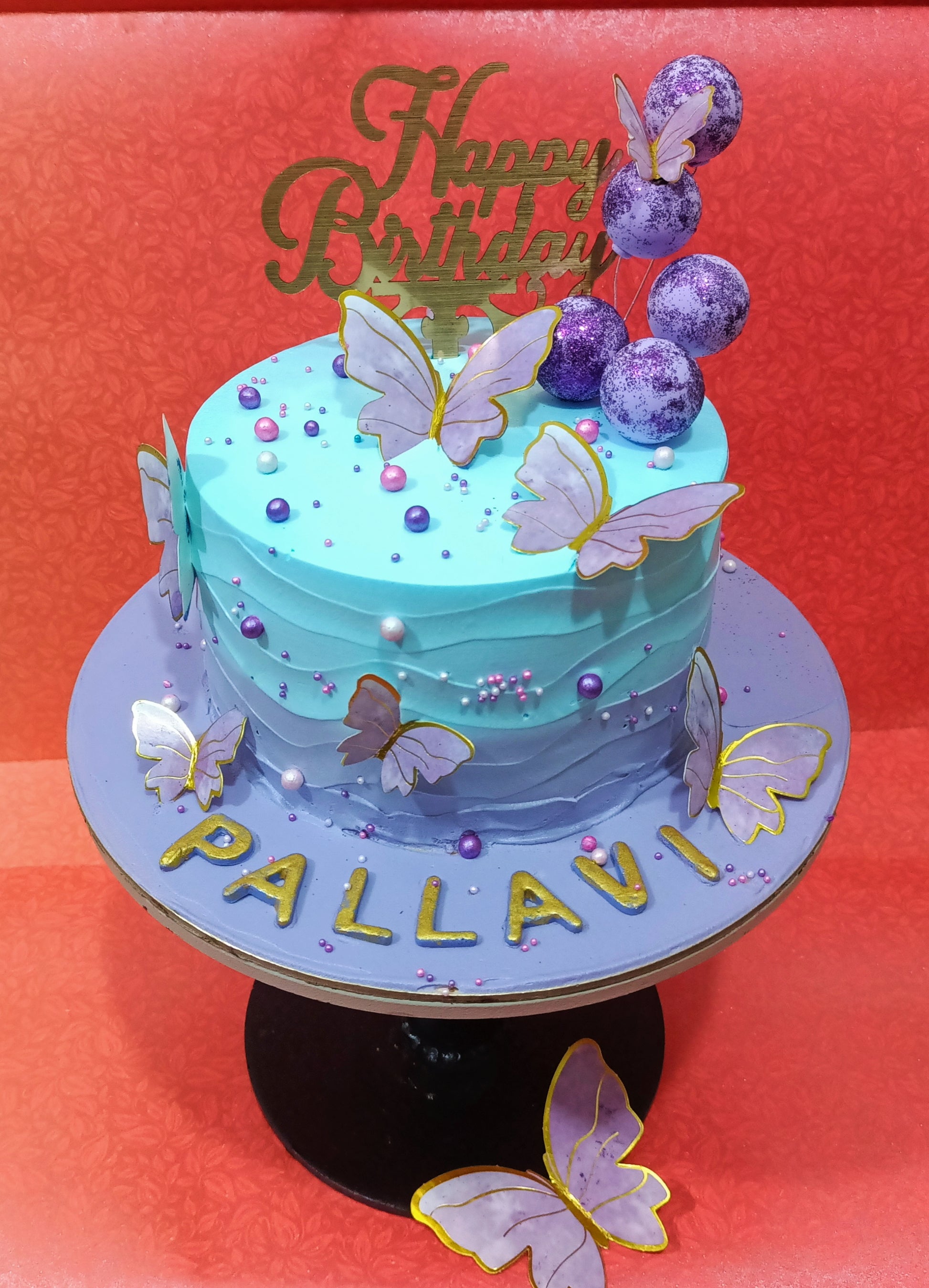 Butterfly Lavender 2kg Theme Cake,cake full image