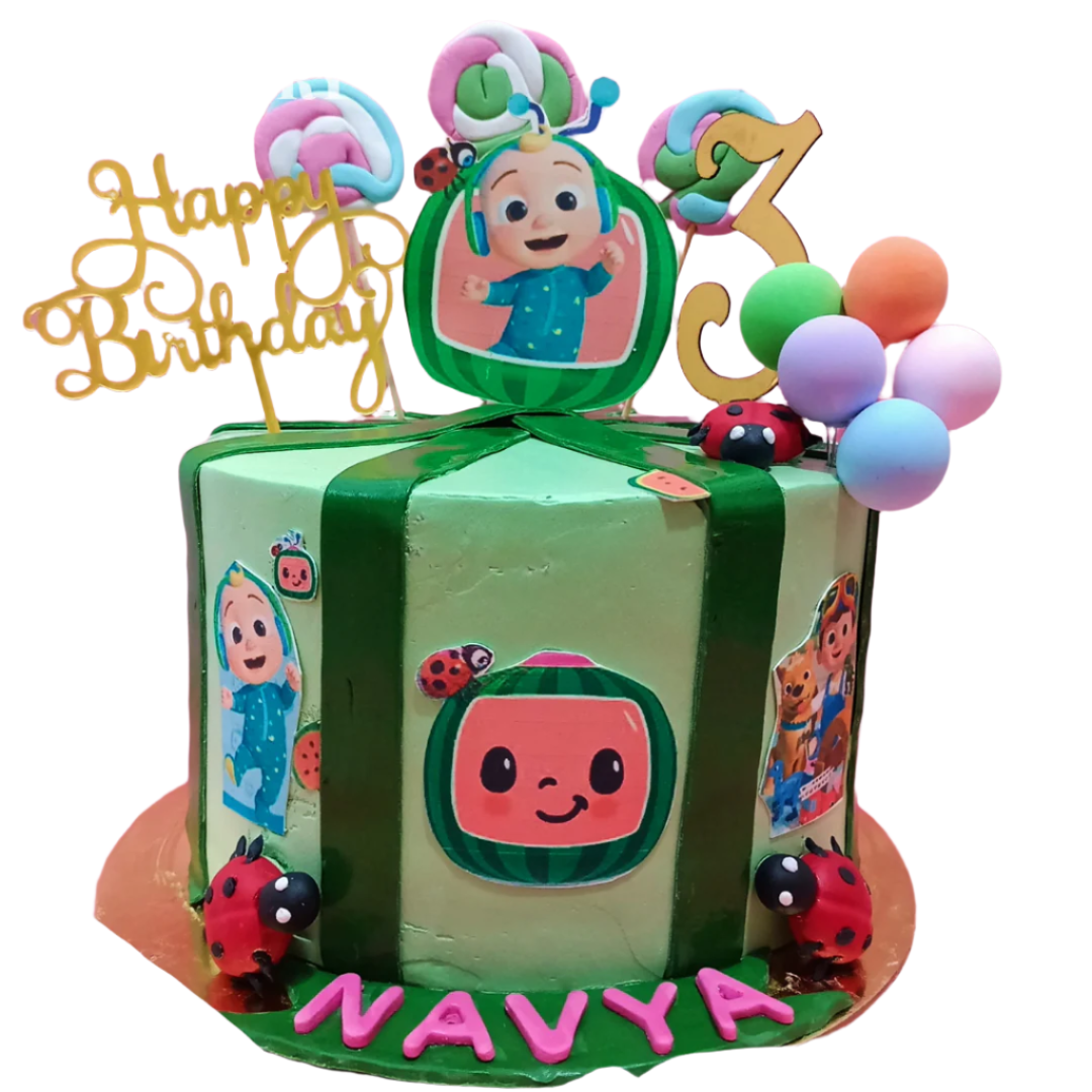 Cocomelon Theme 2kg blueberry birthday Cake by cakestry5,noida,cake full image