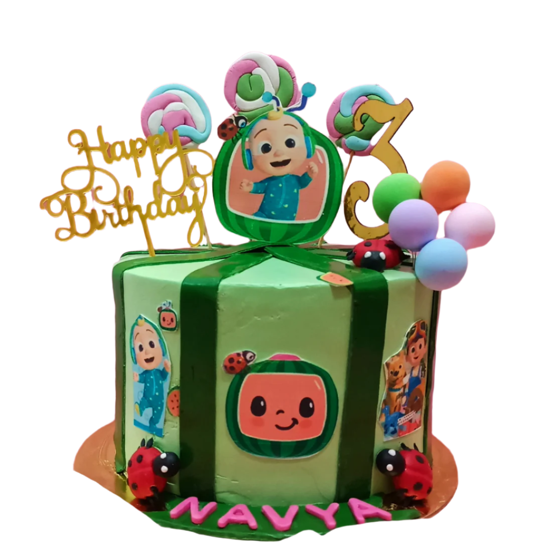 Cocomelon Theme 2kg blueberry birthday Cake by cakestry5,noida,cake zoom in image