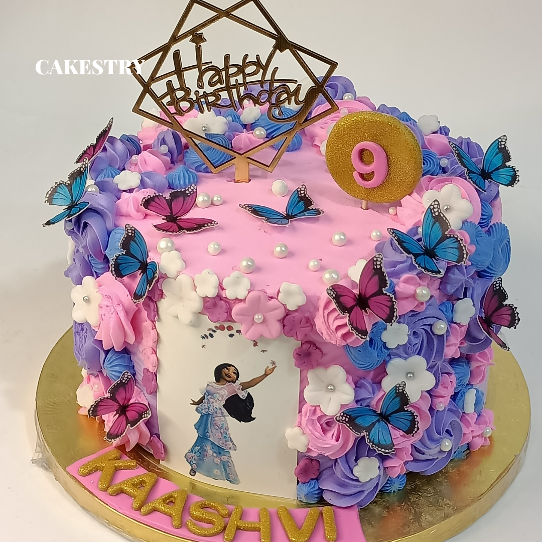 Encanto Theme 1.5kg blueberry birthday Cake by cakestry15,noida,cake top angle image