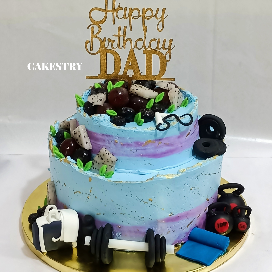 Gym Fruit Theme 3kg Dad Birthday Cake by cakestry15,noida,cake full image