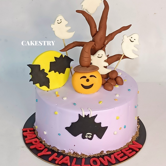 Halloween Theme 1kg Chocolate Cake by cakestry15,noida,cake full image