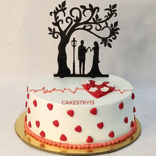 Happy Anniversary Heart 1kg vanilla Cake by cakestry15,noida,eggless bakery,cake full image