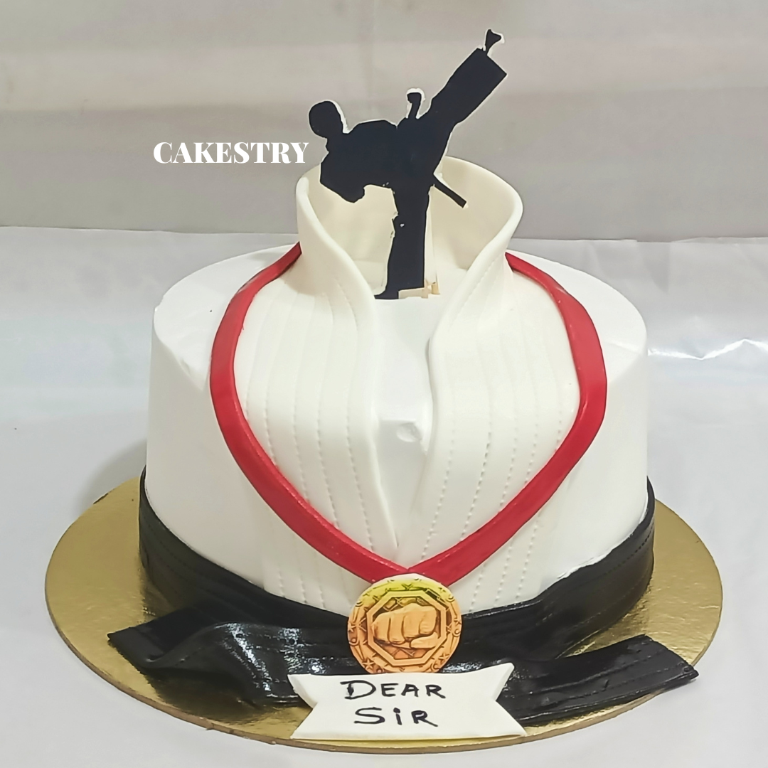 Martial Arts Theme 2kg choco vanilla Cake by cakestry15,noida,cake full image