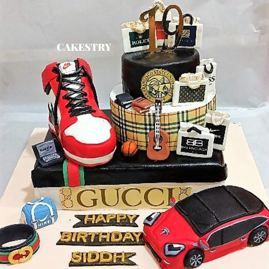 Men Shopaholic Theme Fondant 6kg chocolate Cake by cakestry15 noida,cake full image