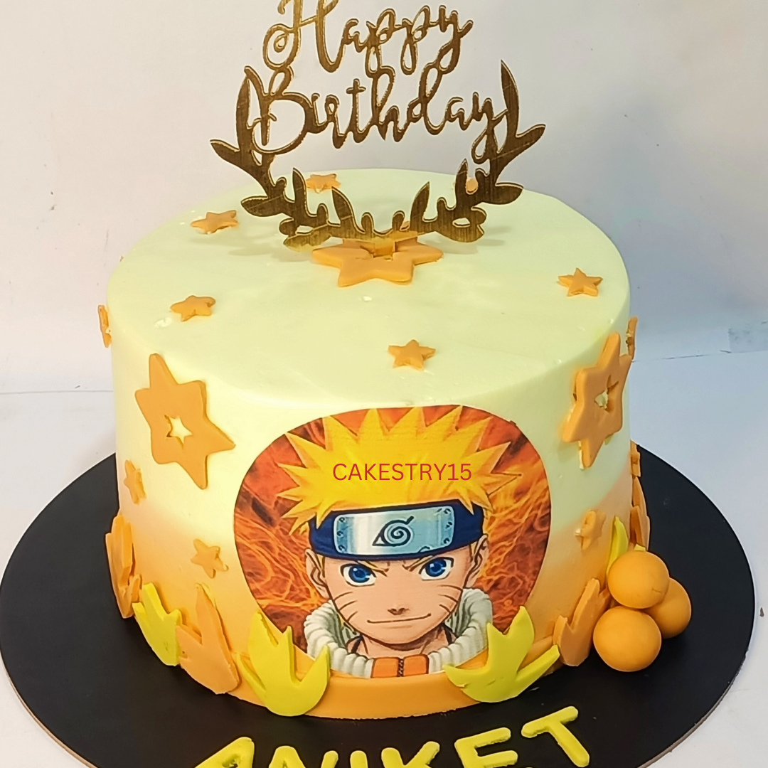 Naruto Theme 1kg chocolate birthday  Cake,cakestry15,noida,cake top angle image