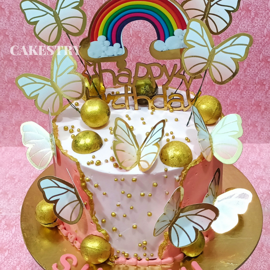 Pink Butterfly Rainbow 2kg black forest birthday Cake,cakestry15,cake full image