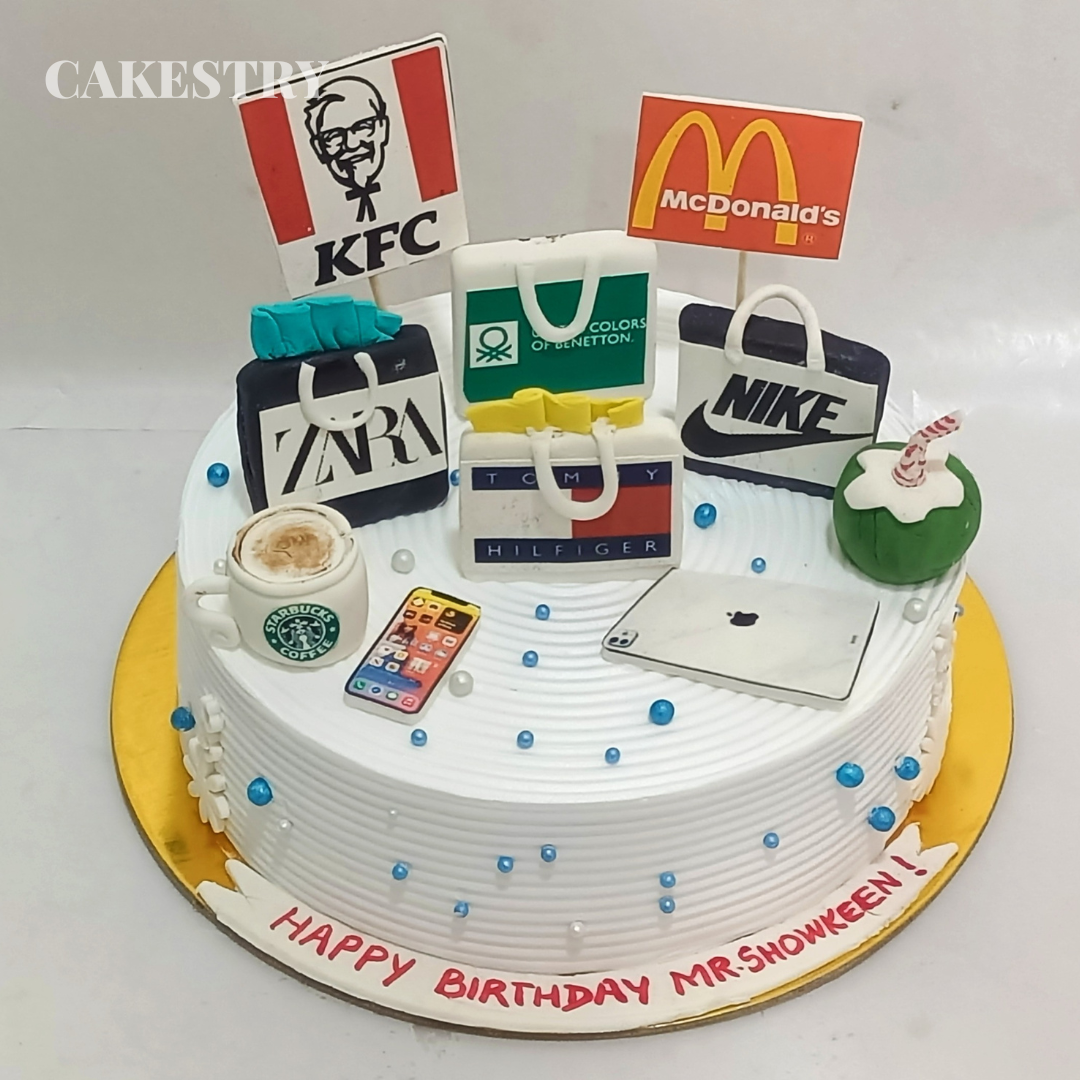 Shopaholic Mens Theme 1kg chocolate,birthday Cake by cakestry15,noida,cake top angle image