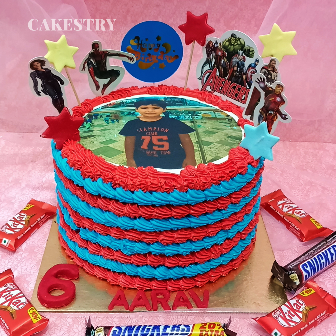 Spiderman Theme Photo 2kg strawberry birthday Cake by cakestry15 noida,cake full image