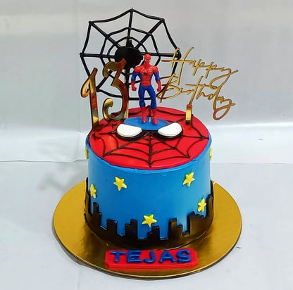 Spiderman Web Theme 1kg  chocolate birthday Cake by cakestry15,noida,cake full image