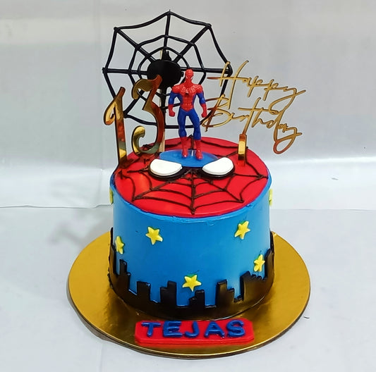 Spiderman Web Theme 1kg  chocolate birthday Cake by cakestry15,noida,cake full image