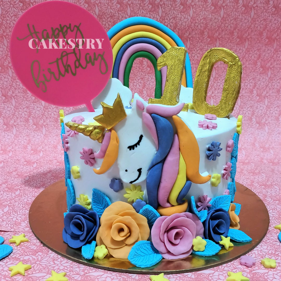 Unicorn Rose 2kg pineapple 10th birthday Cake by cakestry15,noida,cake full image